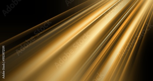 Obraz na płótnie Abstract golden light streaks moving diagonally on black background