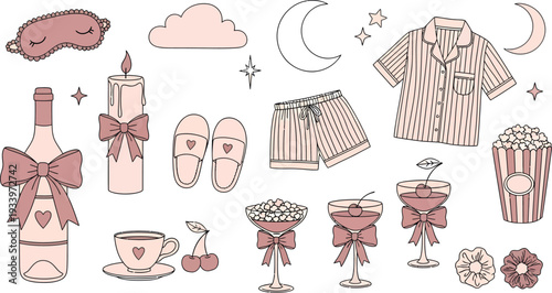Pink Pajama Party Clipart Set 