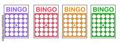 Bingo card template blank with star, luck lotto board game. Bingo ticket set empty. Bingo icon, for numbers. 