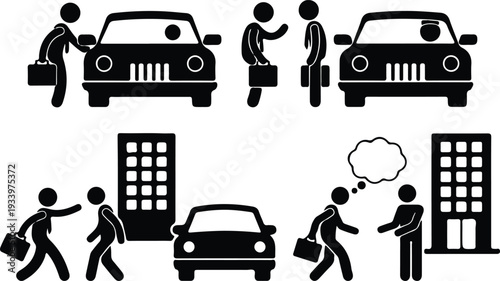 hand drawn bad car driver furious driving pictogram black icons silhouette vector illustration art