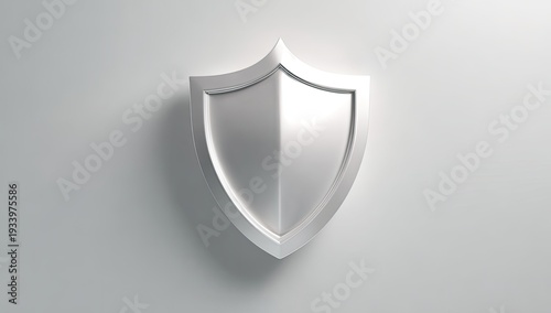 A metallic shield symbol with a split reflective surface against a white background