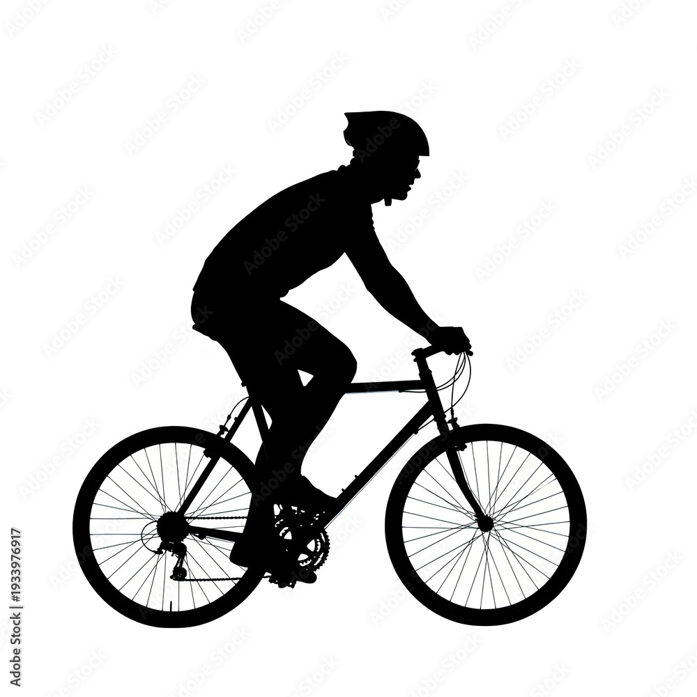 Fototapeta premium Cyclist riding black bike silhouette sporty motion urban fitness lifestyle