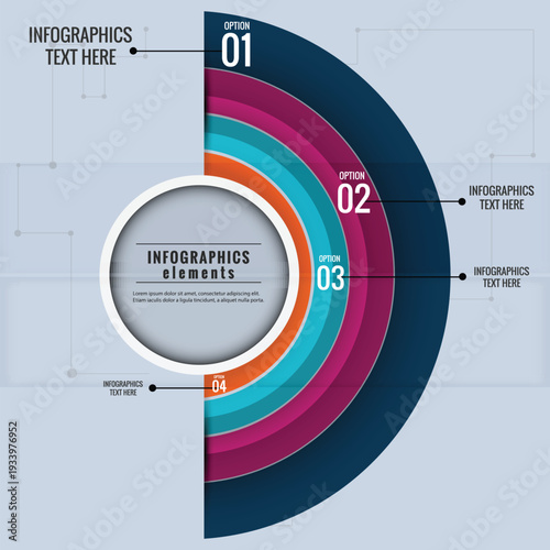 Infographic elements with colorful circular chart and text options for data visualization