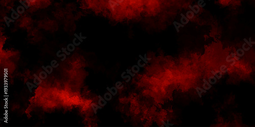 Abstract grunge red and black powder explosion cloud on black background. dark red smoke Like cloud wave effect on black. dark fire flame grunge texture background. toned fiery red sky.