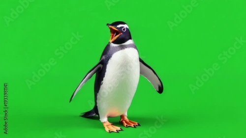 penguin in green screen