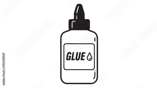 Illustration of a clear glue bottle with nozzle for crafts and repairs.