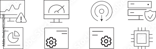 Collection of industrial and technical diagrams and icons