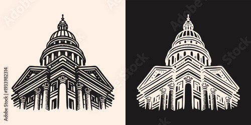 Grand Domed Capitol Building Illustration Symbolizing Law