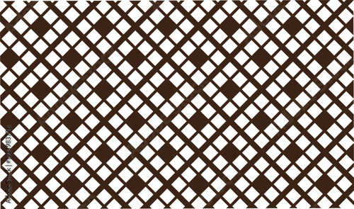 Geometric pattern background with repeating diamond shapes in dark brown and white creating optical illusion effect Abstract design