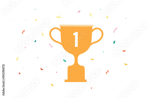 Golden cup award, first prize victory. Competition winner trophy vector illustration
