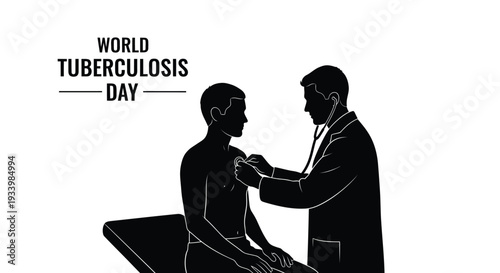 Vector graphic illustration showing a doctor examining a patient for world tuberculosis day awareness