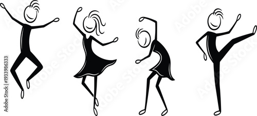 Cartoon dancers in various ballet poses