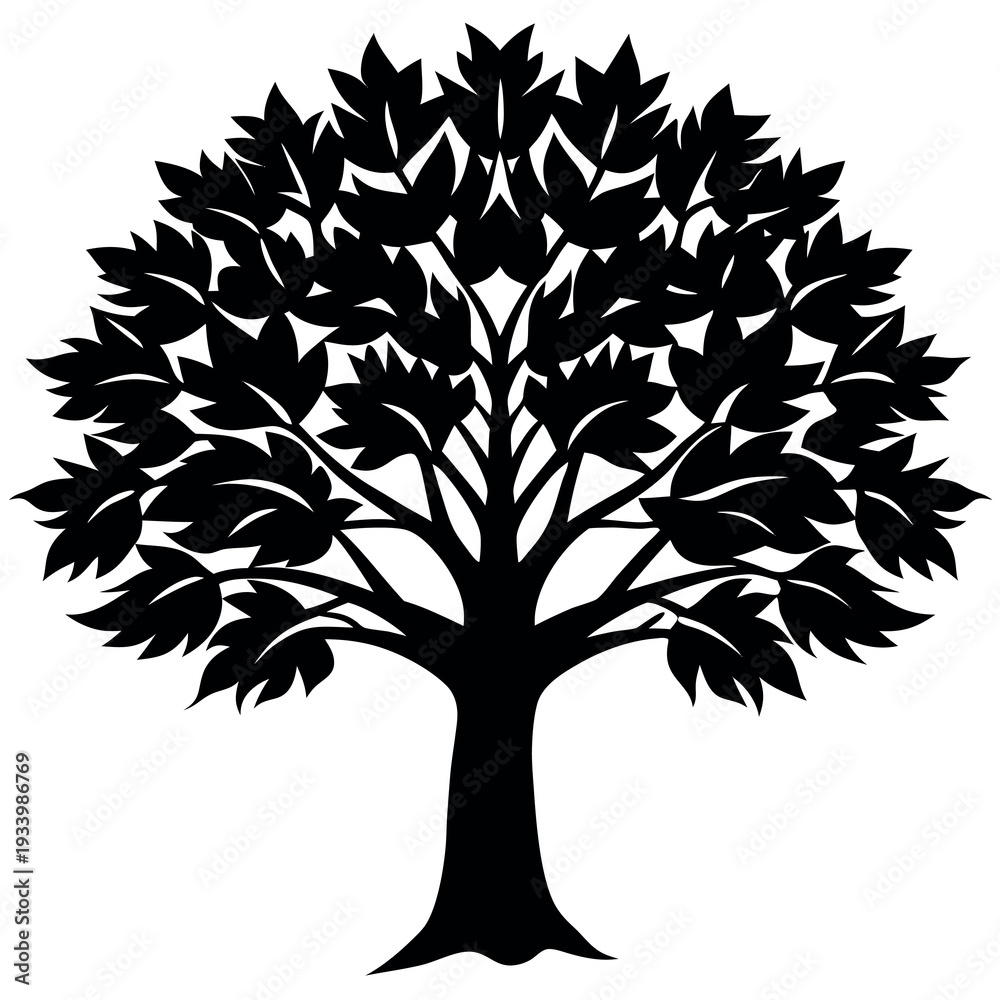 Obraz premium A paperbark maple tree silhouette vector illustration 