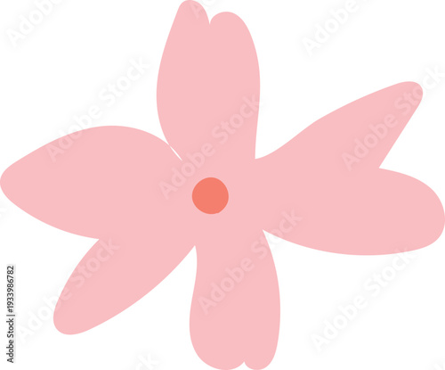 A pink flower with a red center