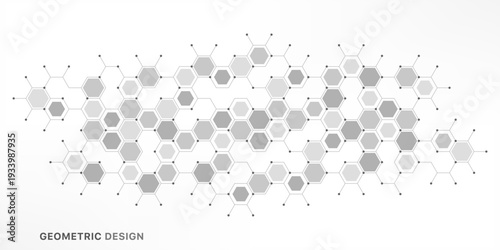 Graphic design element with abstract geometric background of simple hexagon pattern