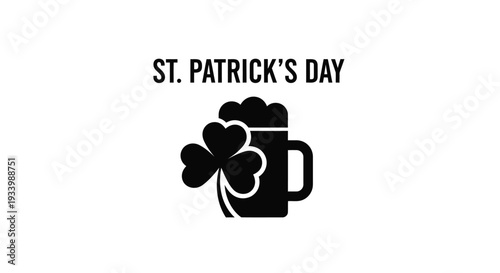 Vector graphic illustration featuring a beer mug adorned with a shamrock for Saint Patrick's Day celebration