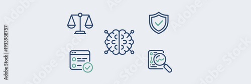 Blue bias aware AI vector icons – Perfect for interface design, accessibility toolkits, or responsible technology campaigns.