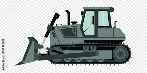 Heavy Duty Bulldozer Isolated on Transparent Background Construction Equipment Concept