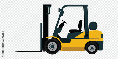 Forklift with Yellow and Green Design Isolated on Transparent Background Warehouse Operations Concept