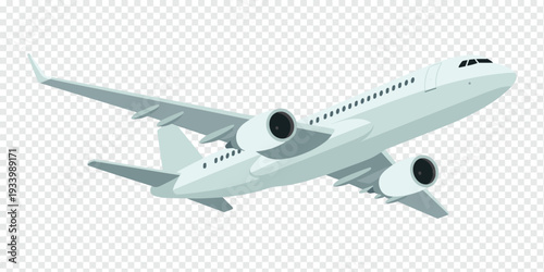 Modern Airplane Flying Isolated on Transparent Background Air Travel Concept