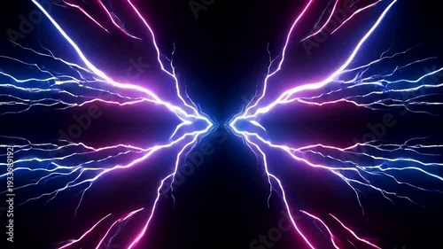 Electric Lightning Bolts in Dark Background.