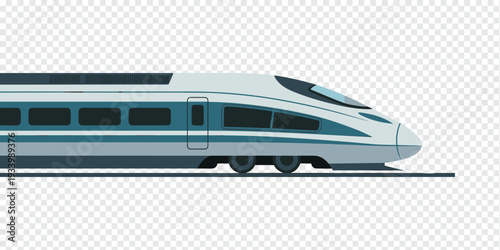 Modern Bullet Train Speeding Isolated on Transparent Background High Speed Rail Concept