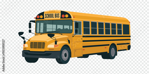 Vibrant Yellow School Bus Isolated on Transparent Background Student Transport Concept