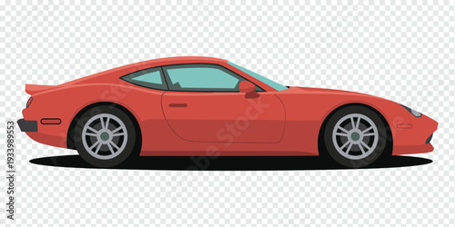 Red Sports Car Isolated on Transparent Background Performance Vehicle Concept