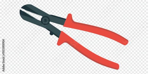 Red Handle Pliers Isolated on Transparent Background Repair Tool Concept