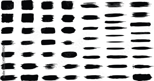 A set of vector line art brush strokes in silhouette mode for creative design projects