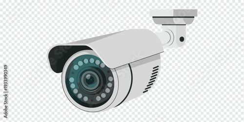 Modern Security Camera with Night Vision Isolated on Transparent Background Surveillance Concept