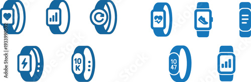 Five sleek fitness trackers showcase features like heart rate monitoring, activity tracking, and battery indicators, perfect for health enthusiasts.