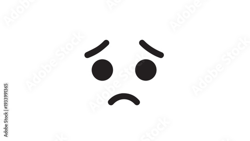 Somber sad face emoji icon expressing melancholy and disappointment across a plain white background.