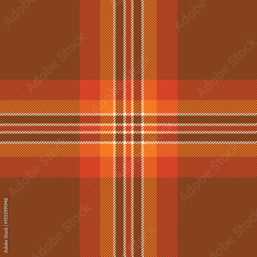 Perfection vector tartan pattern, periodic fabric texture seamless. Rustic check plaid background textile in orange and bright colors.