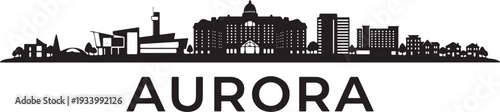 Aurora city skyline silhouette graphic design element