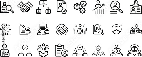 Onboarding Employee Human Resources Training Orientation Line Icons set Editable stroke Vector Illustration