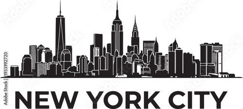 Modern New York City skyline with iconic skyscrapers