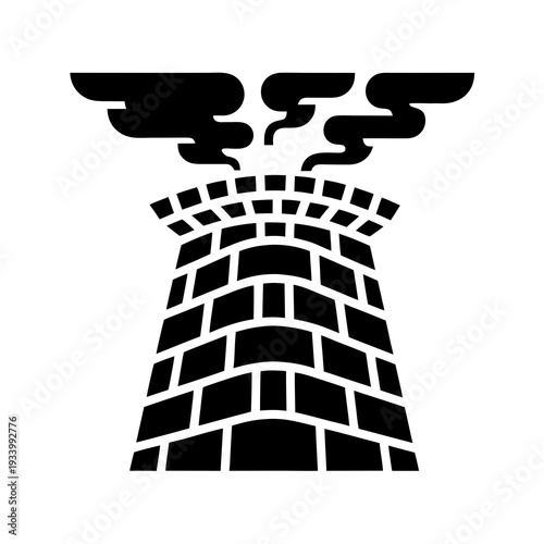 Flat solid black factory smokestack silhouette