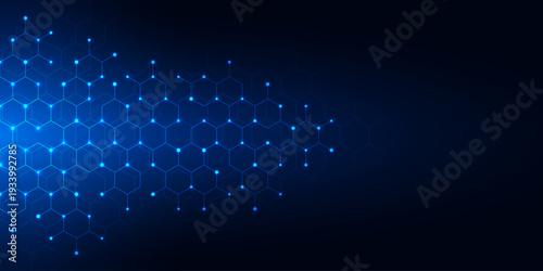 Abstract technology background with a geometric pattern of hexagon shapes. Graphic design element