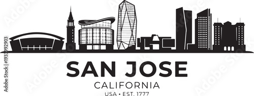 San Jose California city skyline with modern buildings and historic landmarks