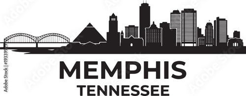 Memphis Tennessee city skyline with pyramid and bridge