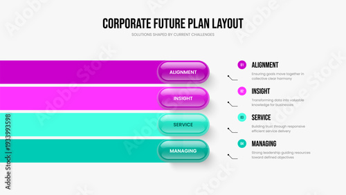 Professional Solution 4 Option Infographic Presentation Layout. Market Forecast Slideshow Template Vector Illustration. Creative Analysis Four Element Diagram Frame Design.