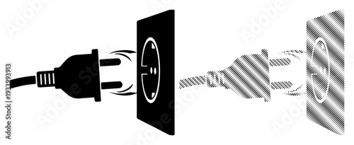 Electrical plug connecting to a power outlet, representing energy and connection.