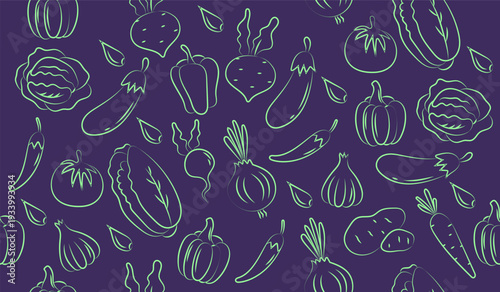 Cute mix vegetables pattern background vector design
