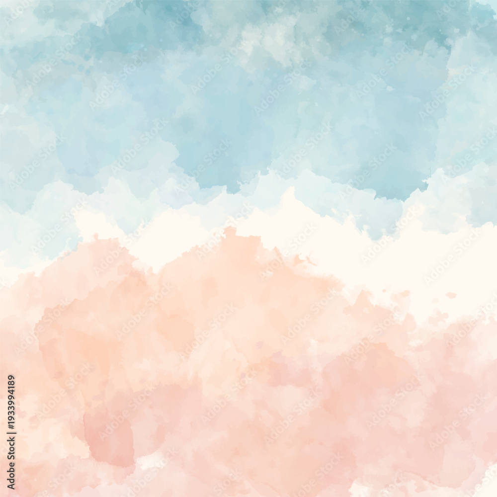 Obraz premium Pastel coloured hand painted watercolour beach themed design 