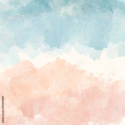 Pastel coloured hand painted watercolour beach themed design 