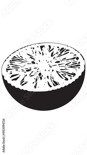 Halved lemon slice highlighting citrusy aroma and fresh juice on plate.