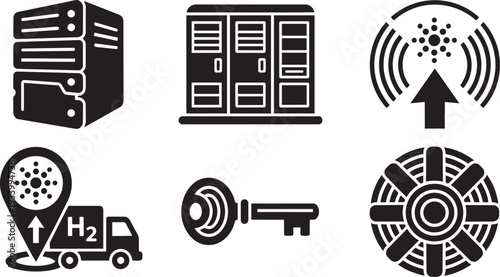 Edge Computing, Localized Data Processing and Decentralized IoT Infrastructure Modular Tech Icon Set Vector Illustration