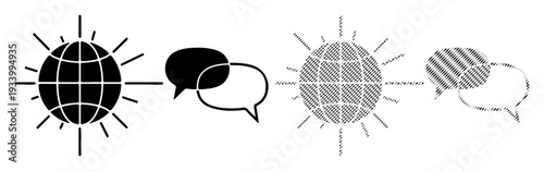 Global communication and connection represented by interconnected globes and speech bubbles