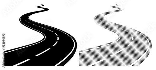 Winding road leading towards a distant horizon, symbolizing journey and future possibilities